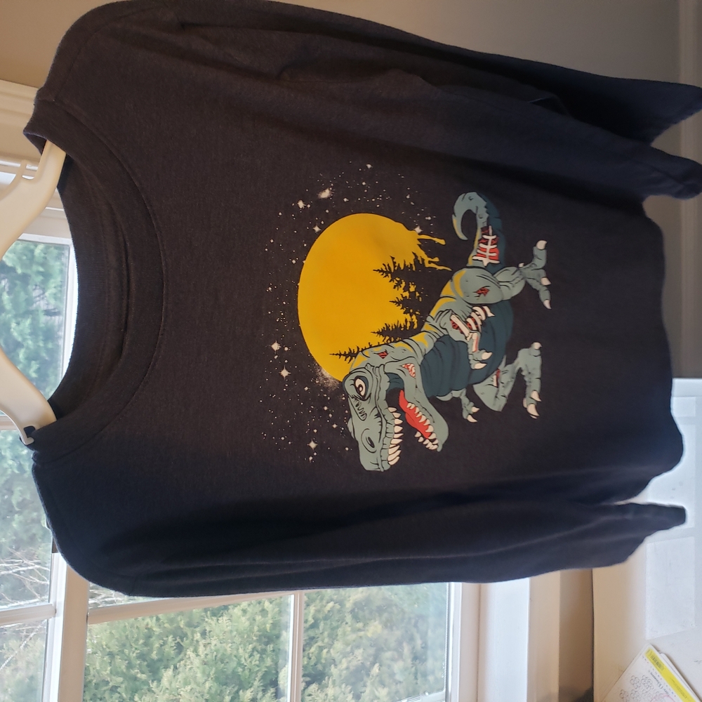 Kids Dinosaur Graphic Long Sleeve Shirt - Black